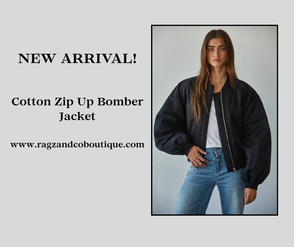 Woven Cotton Zip Up Bomber Jacket