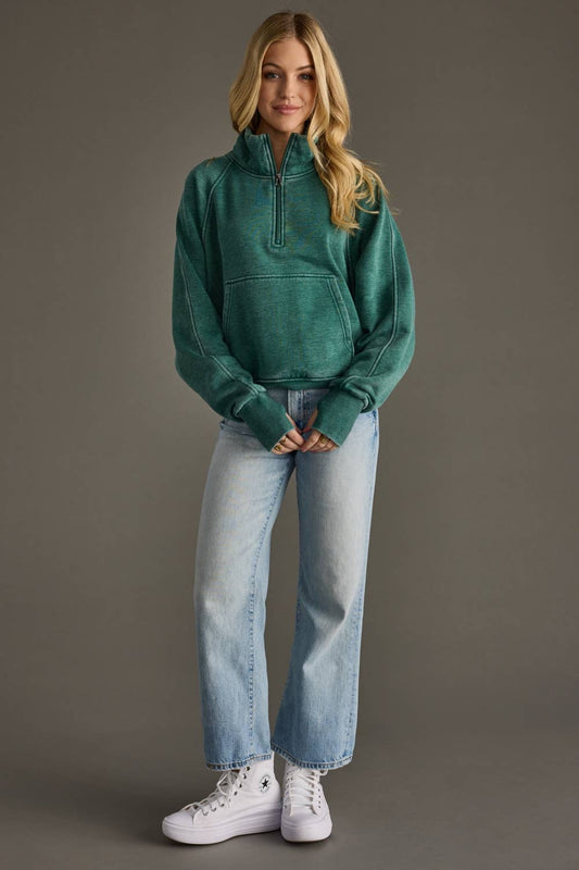 Dark Green Quarter Zip Sweatshirt