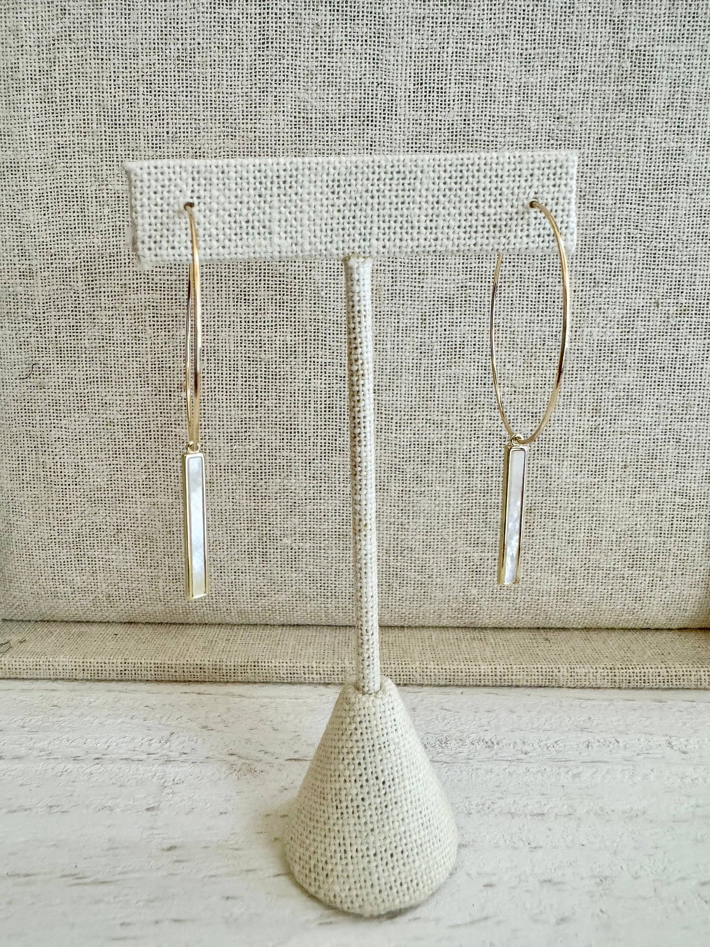 Mother of Pearl Bar Hoops