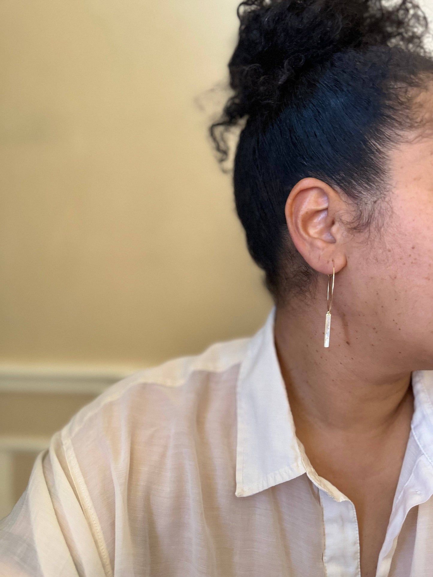 Mother of Pearl Bar Hoops