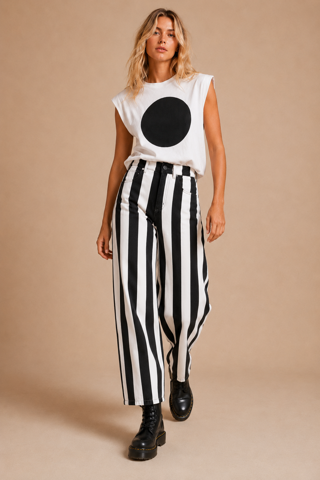 Candy Stripe Wide-Leg Barrel Pants