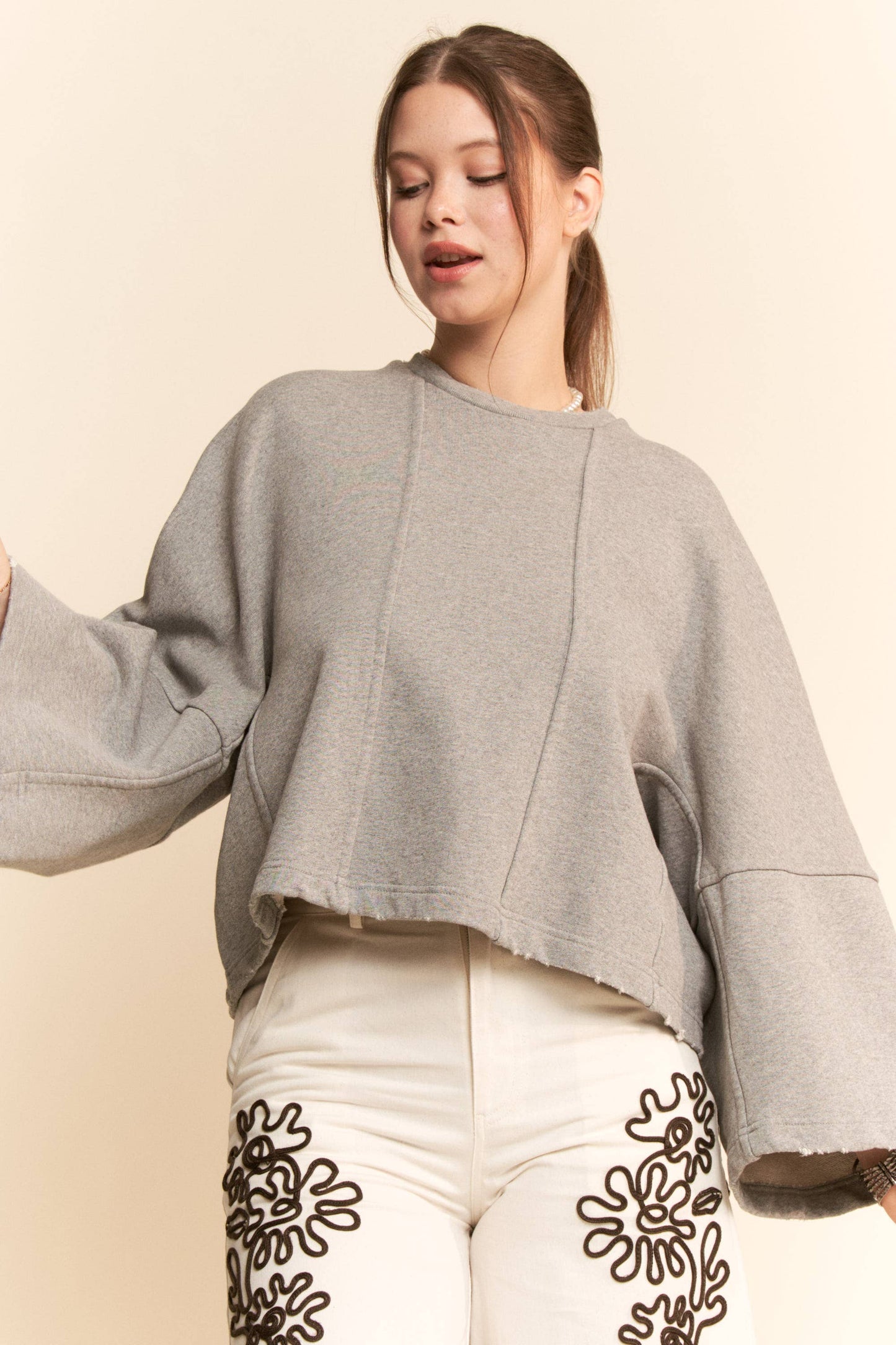 Oversize Raw Hem Sweatshirt
