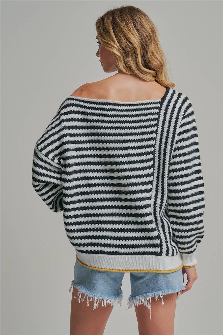 Oversized Striped Off-Shoulder Sweater