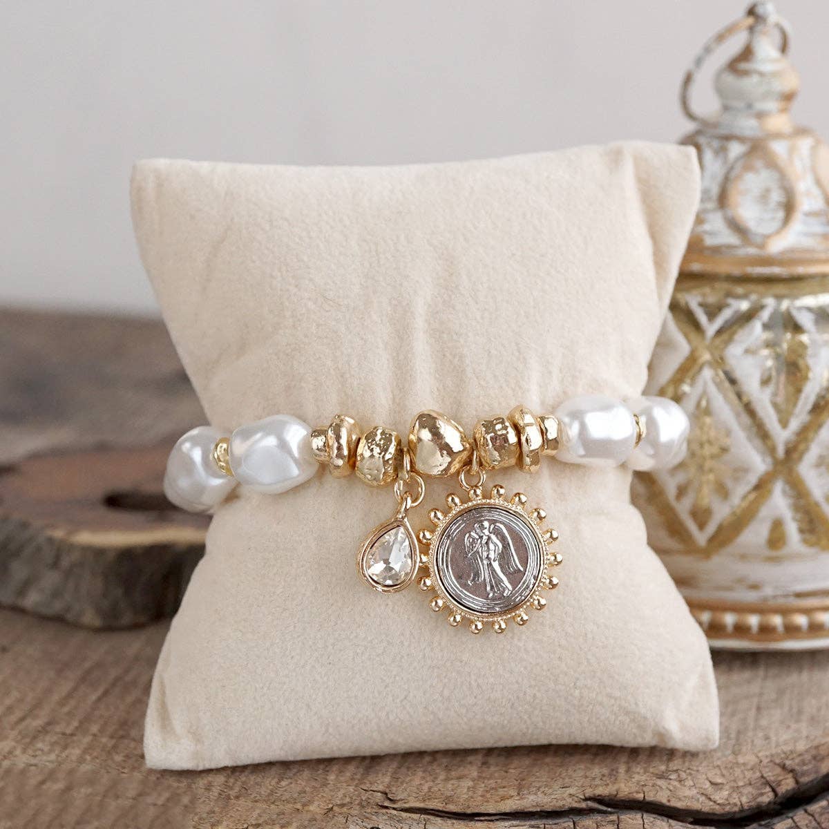 Pearl Angel Charm Bracelet