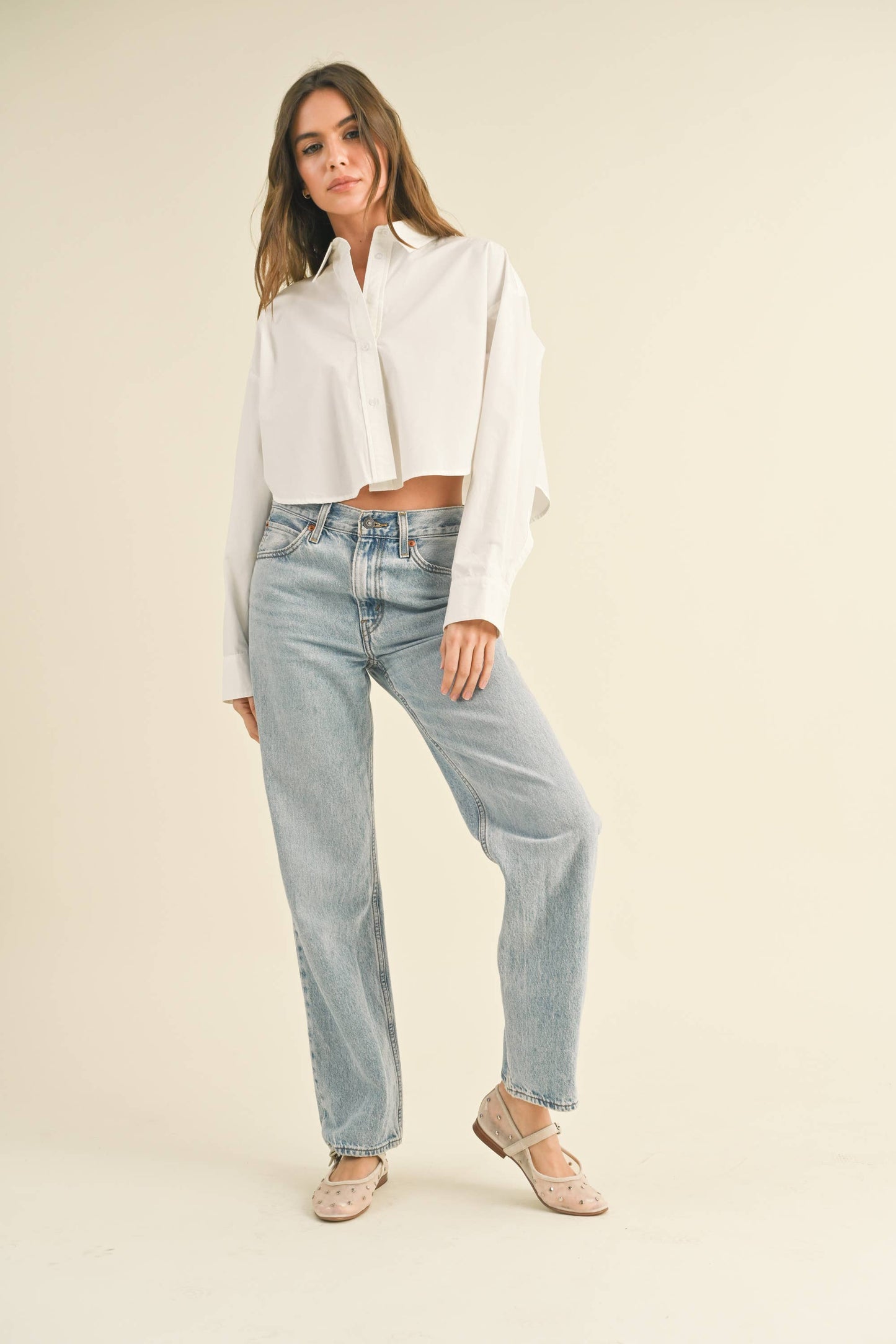 Cropped Button Down Top