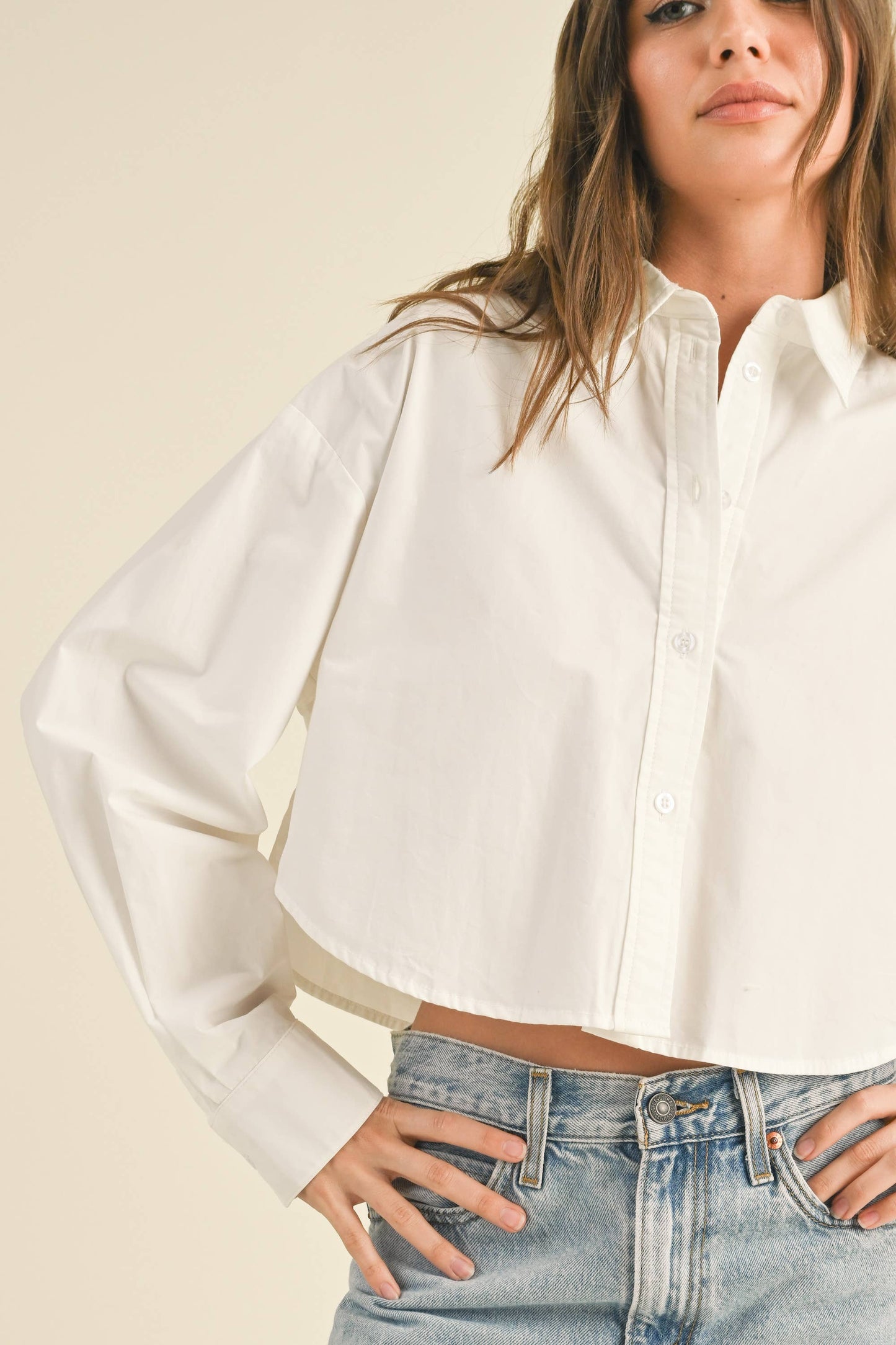 Cropped Button Down Top