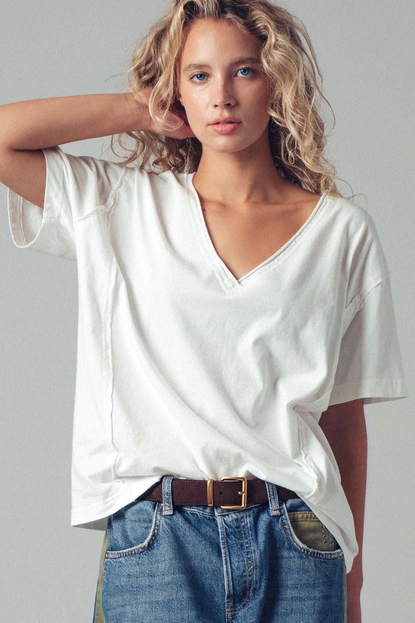 Vintage Wash V-Neck Cotton Tee