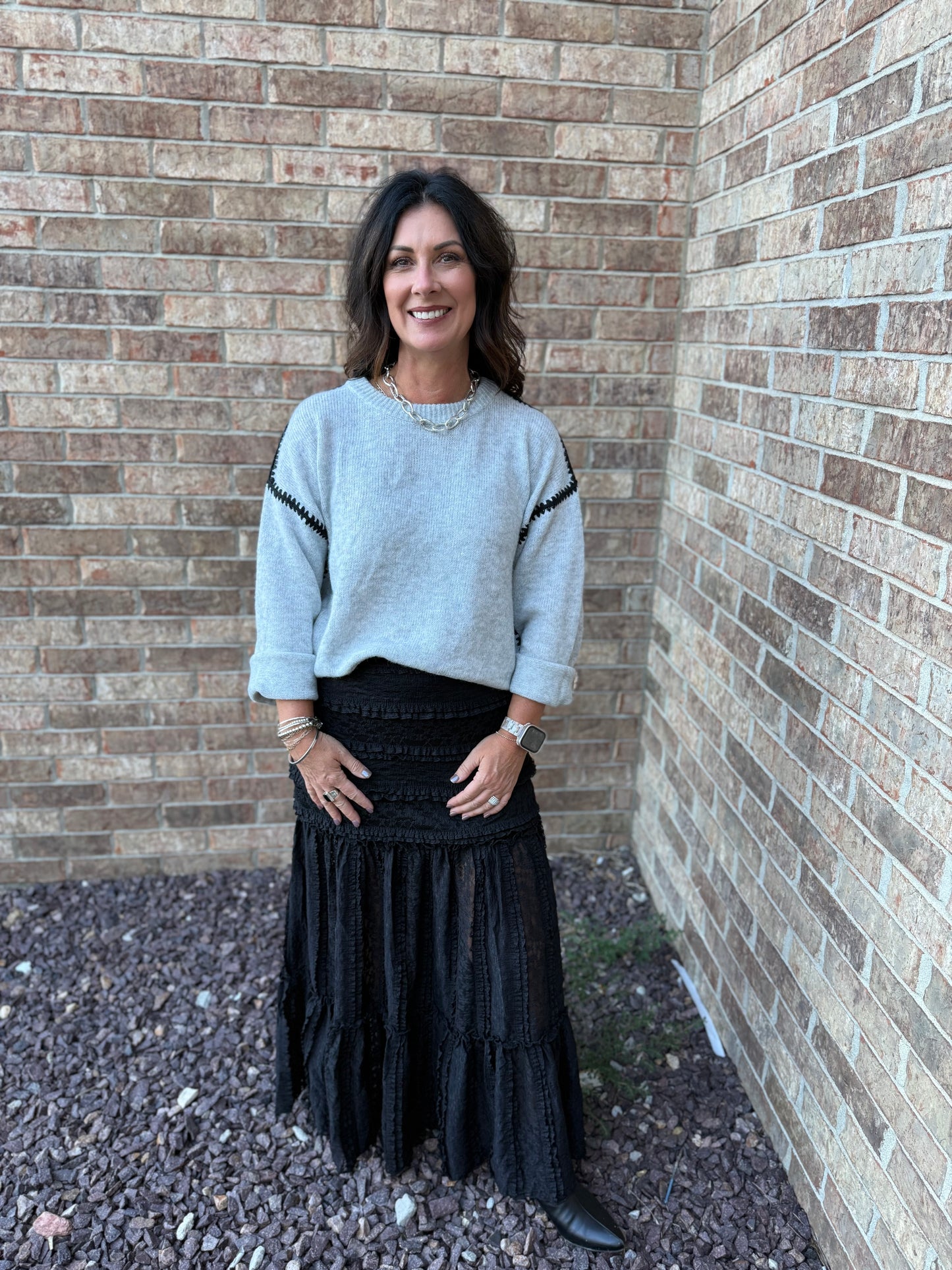 Tiered Lace Maxi Skirt