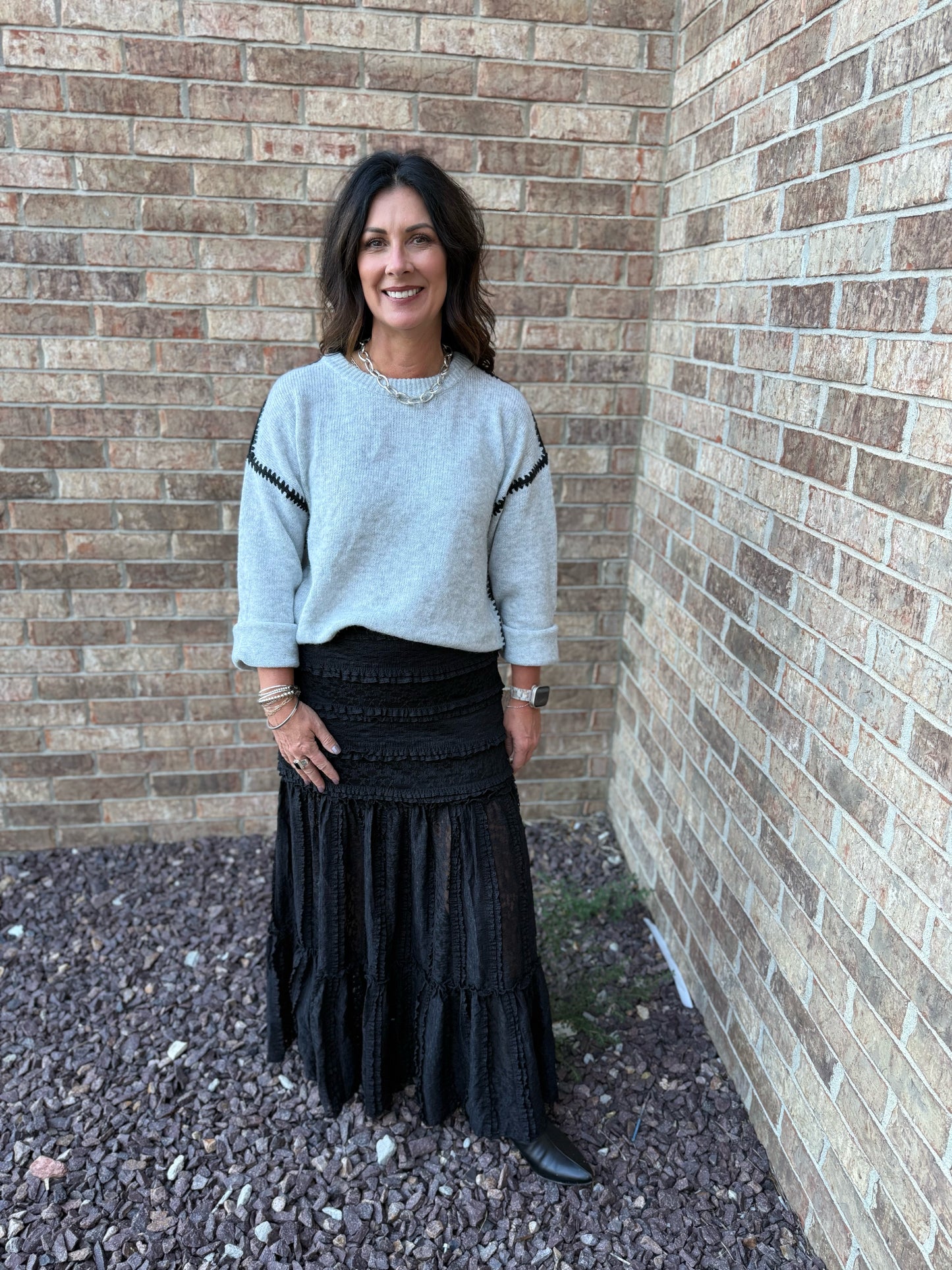 Tiered Lace Maxi Skirt