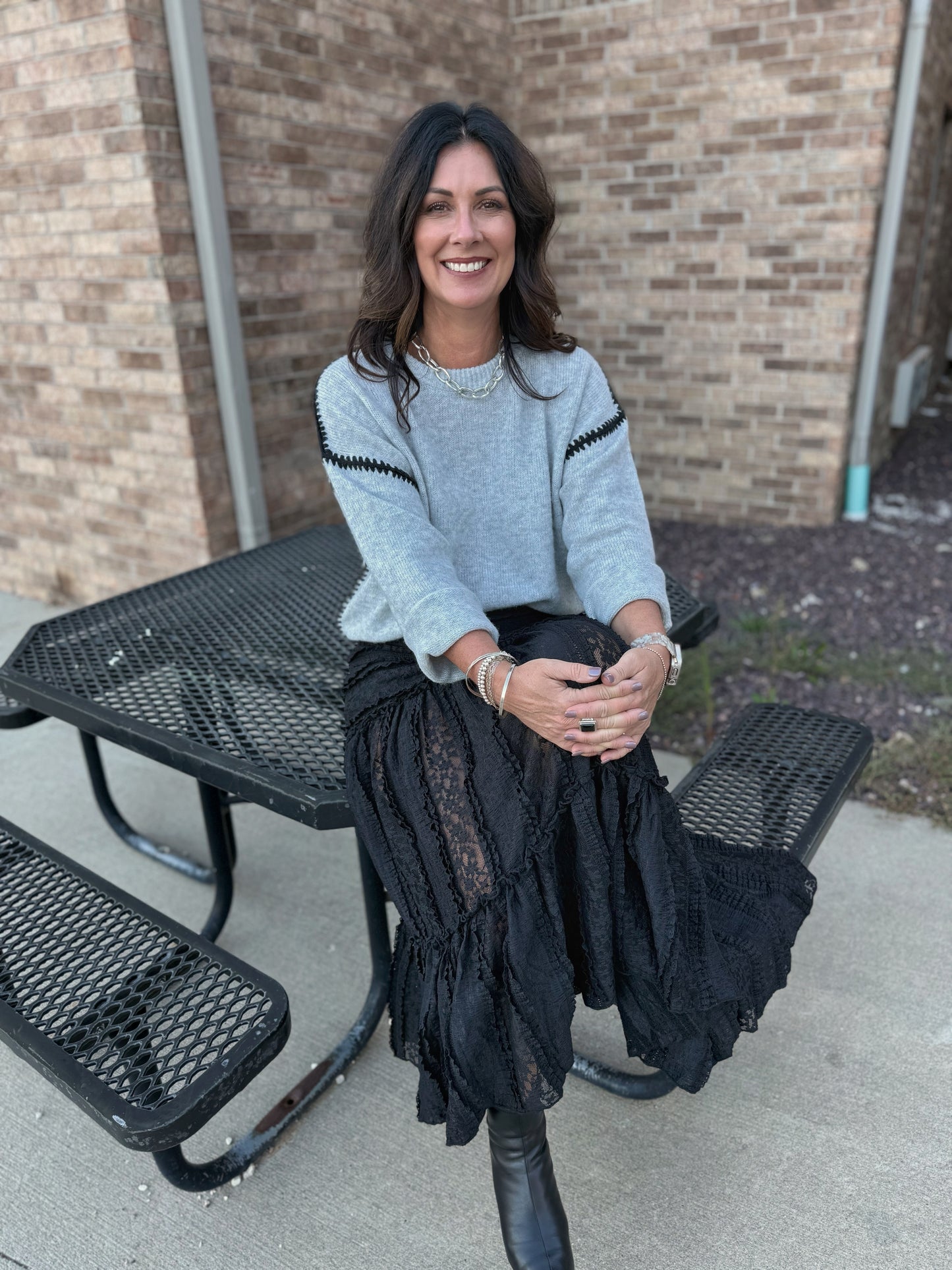 Tiered Lace Maxi Skirt