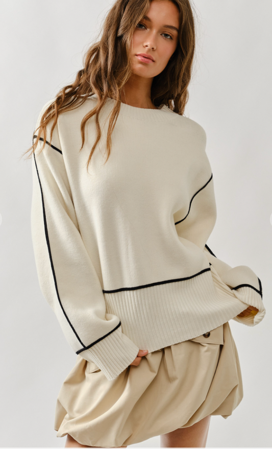 Contrast Stitching Sweater