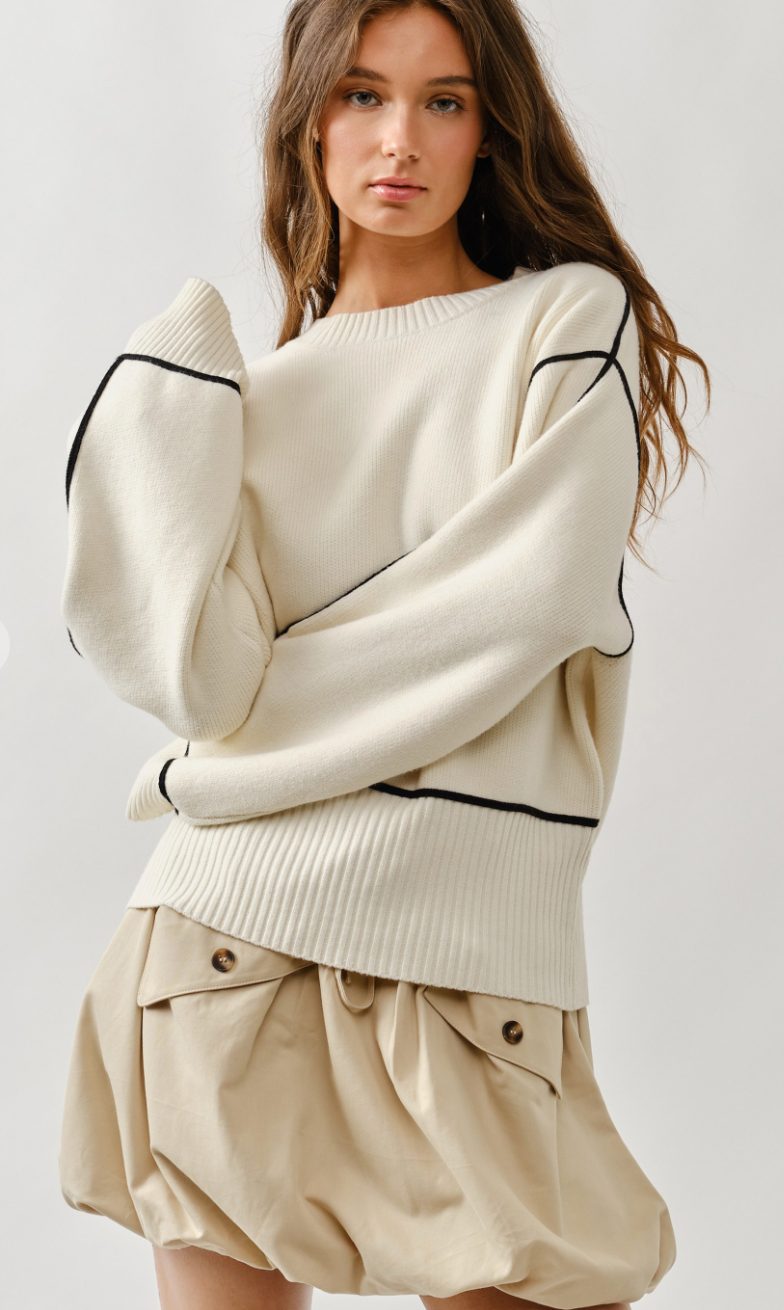 Contrast Stitching Sweater