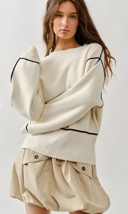 Contrast Stitching Sweater
