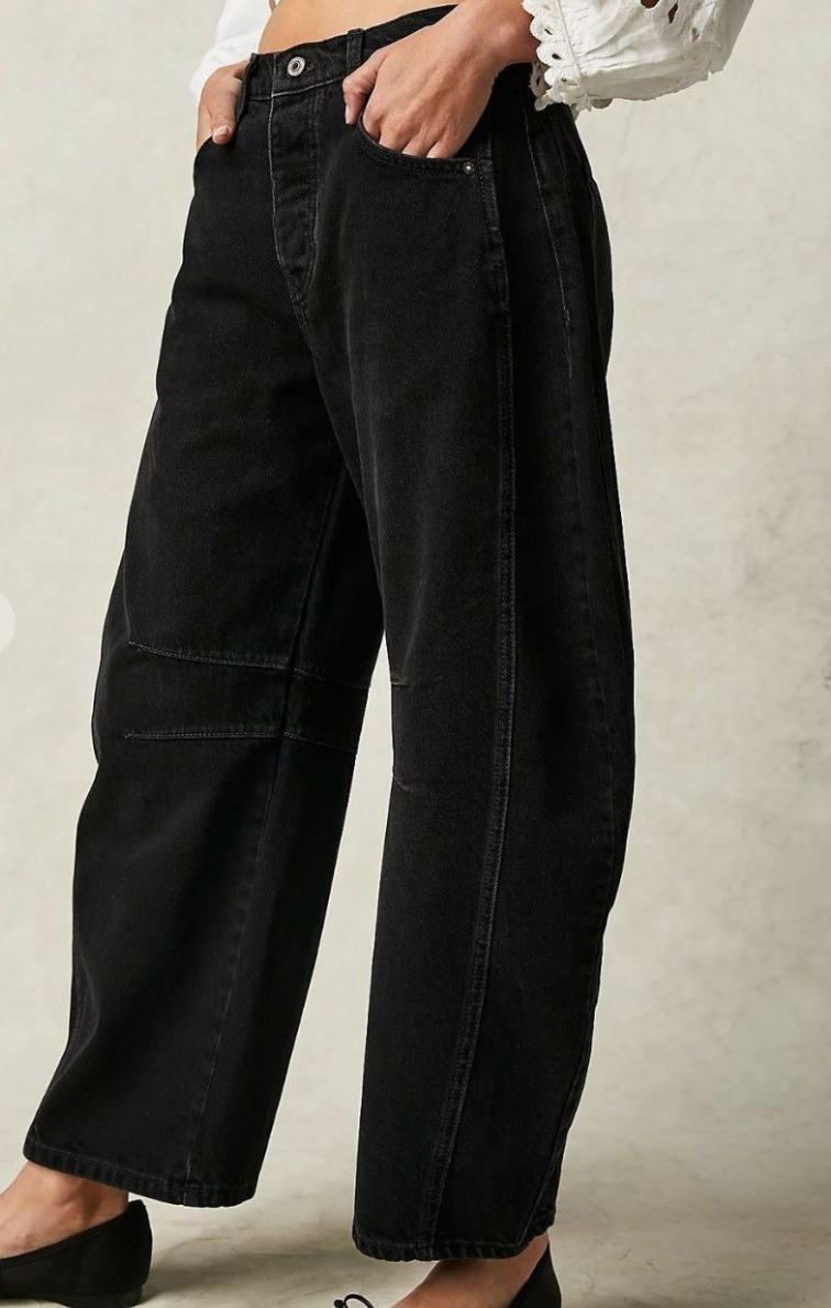 Washed Mid Rise Barrel Jeans