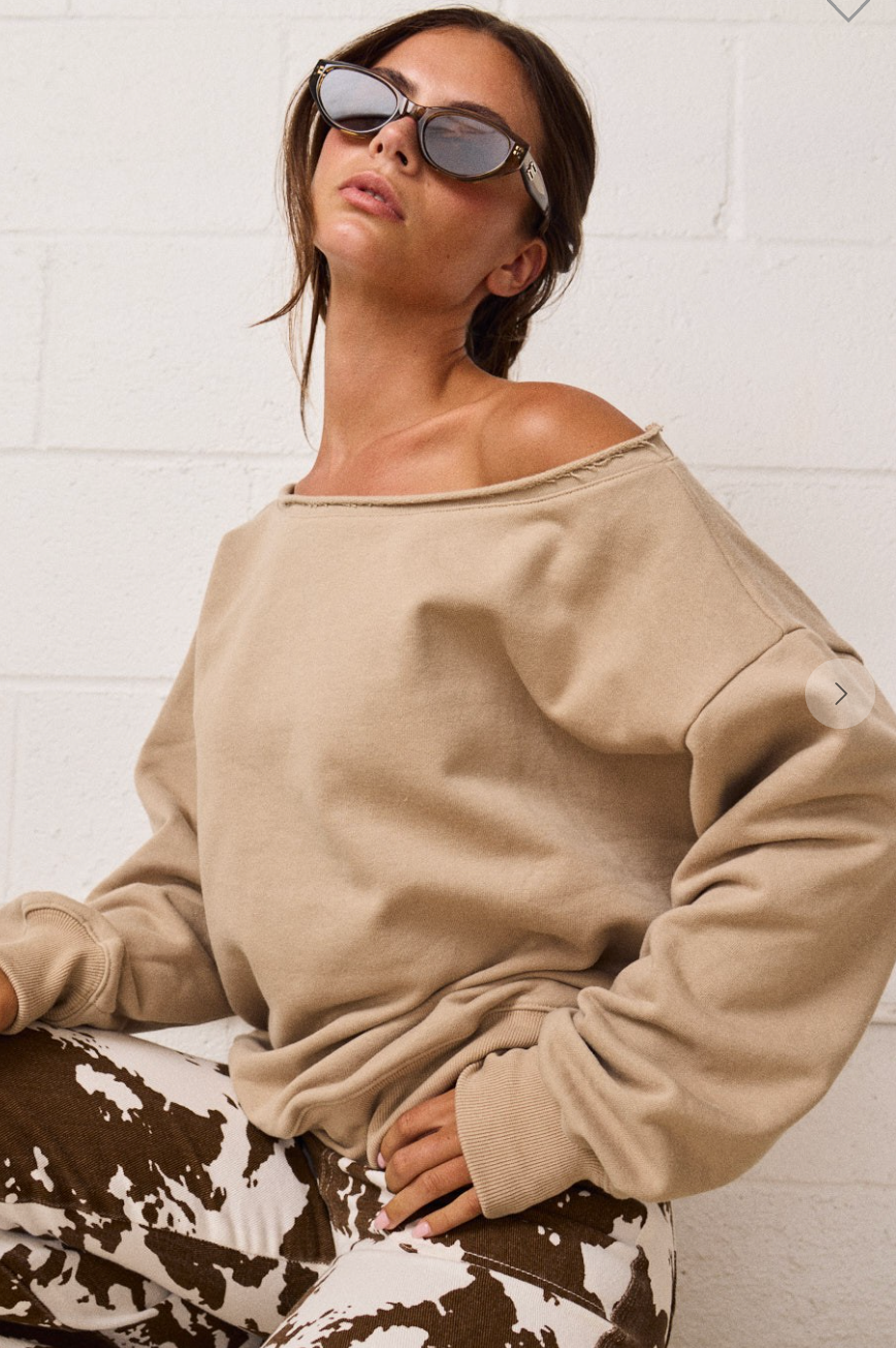 Evelyn Loose Fit One Shoulder Sweatshirt