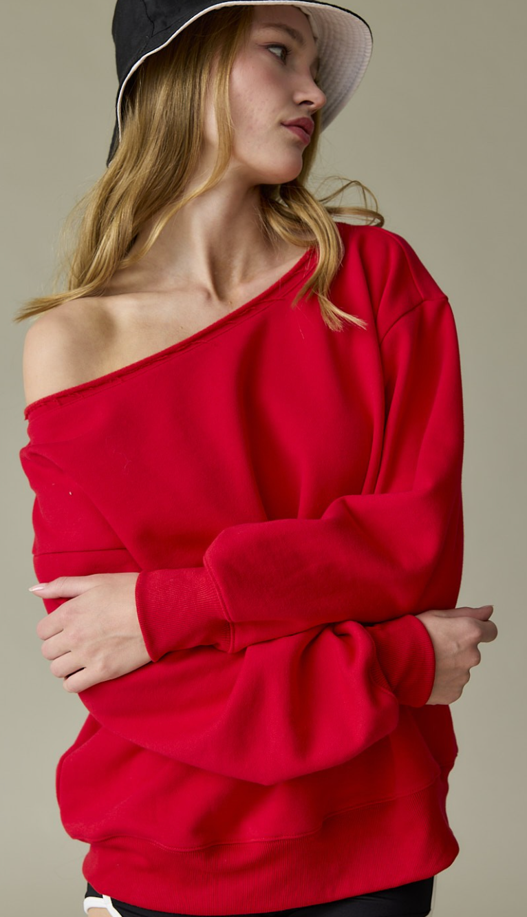 Evelyn Loose Fit One Shoulder Sweatshirt