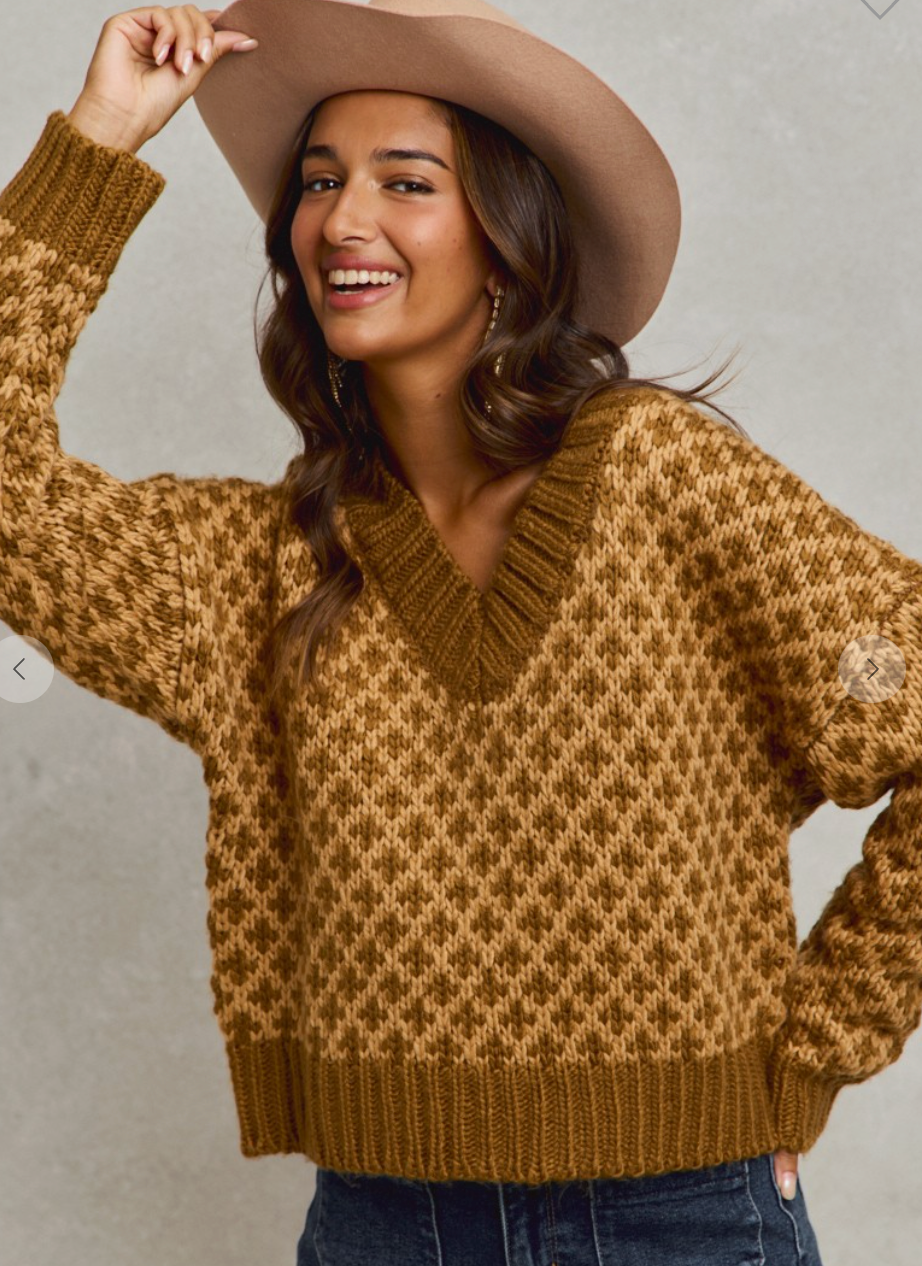 Color Block V-Neck Sweater