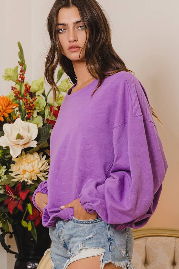 Pop-of-Color Oversized Sweatshirt
