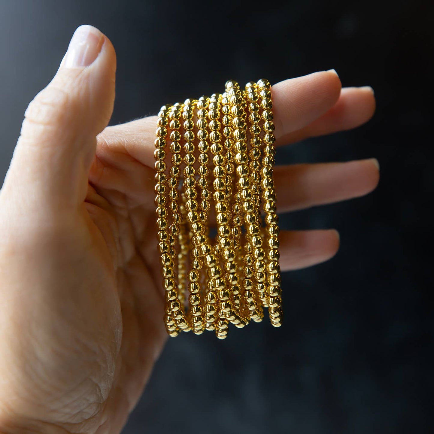 Gold Beaded Stretch Bracelet