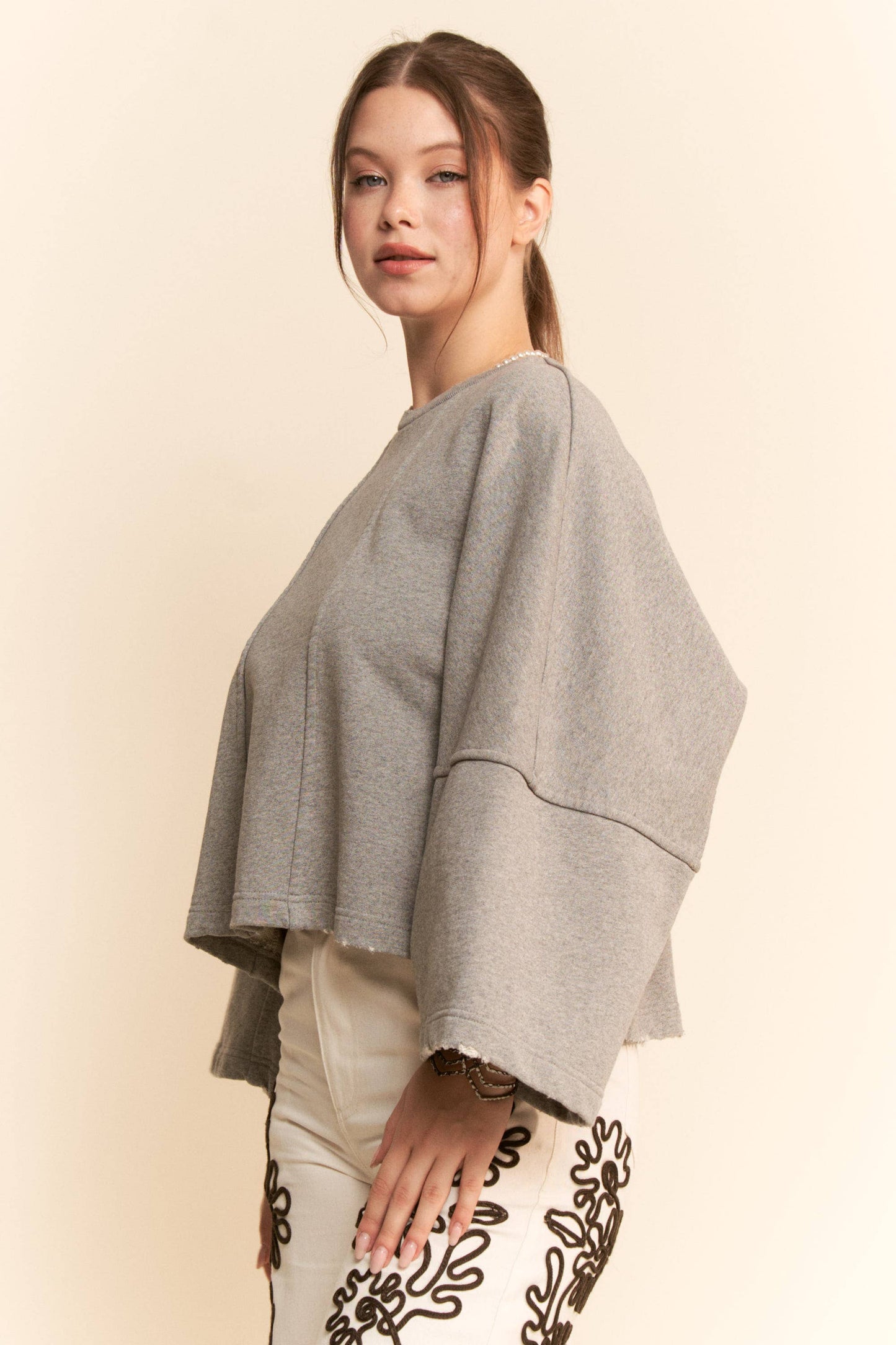 Oversize Raw Hem Sweatshirt