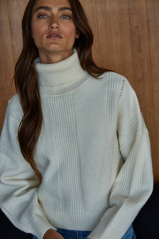Semi Ribbed Turtleneck Sweater