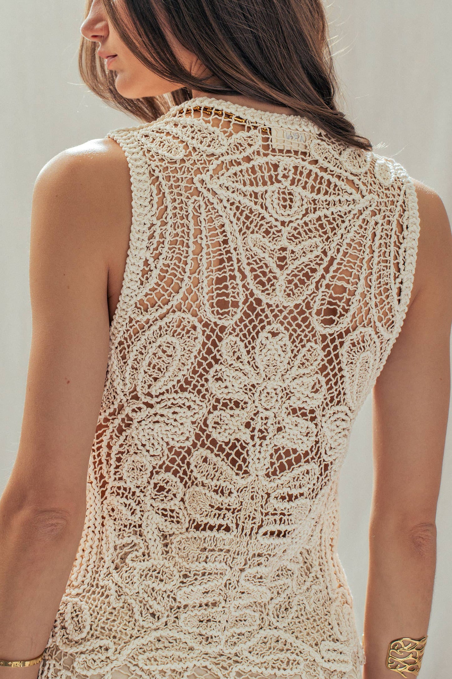 Crochet Tie-Front Vest Top