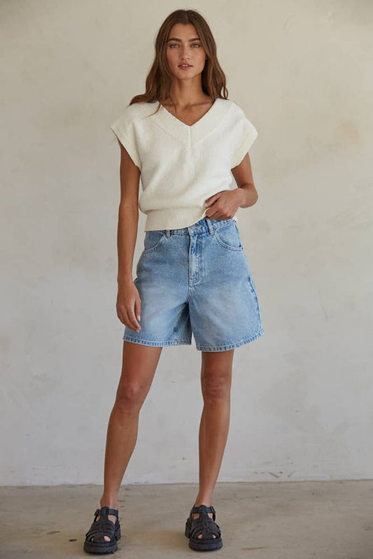 V-Neck Sleeveless Sweater Vest Top