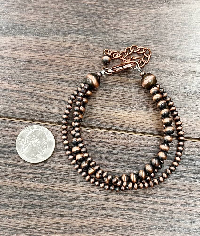 Copper Navajo Pearl Layered Bracelet