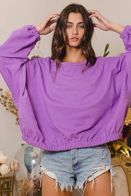 Pop-of-Color Oversized Sweatshirt