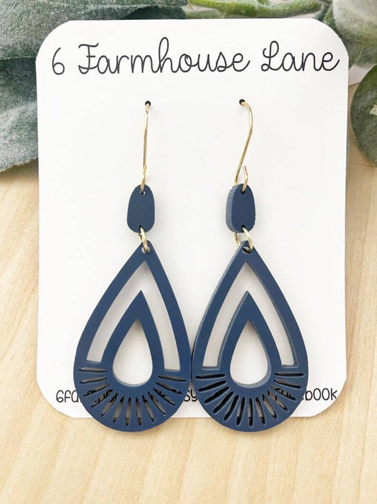 Navy Matte Acrylic Earrings