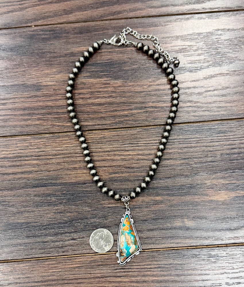 Mosaic Turquoise Pendant Necklace