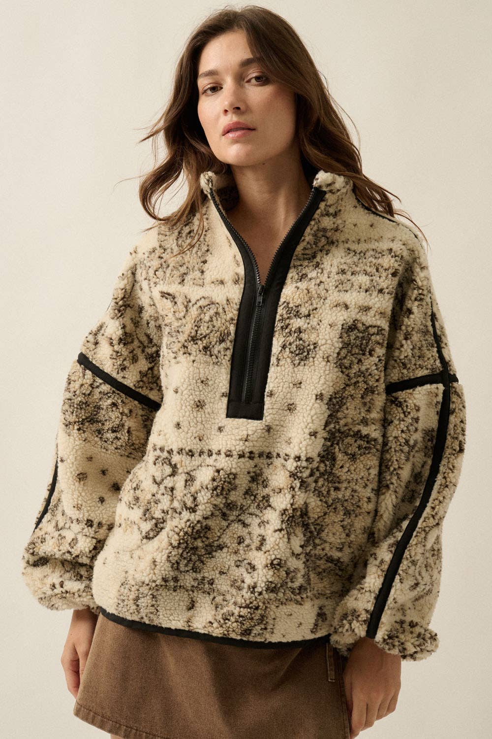 Paisley Sherpa Fleece Pullover