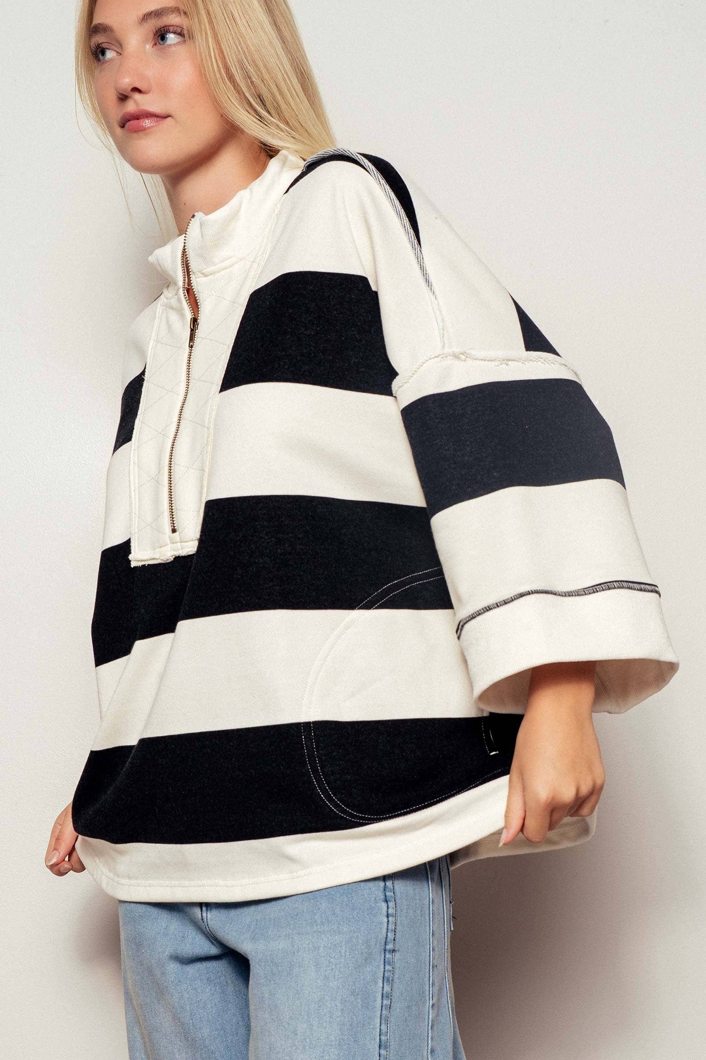 Oversized Bold Stripe Pullover