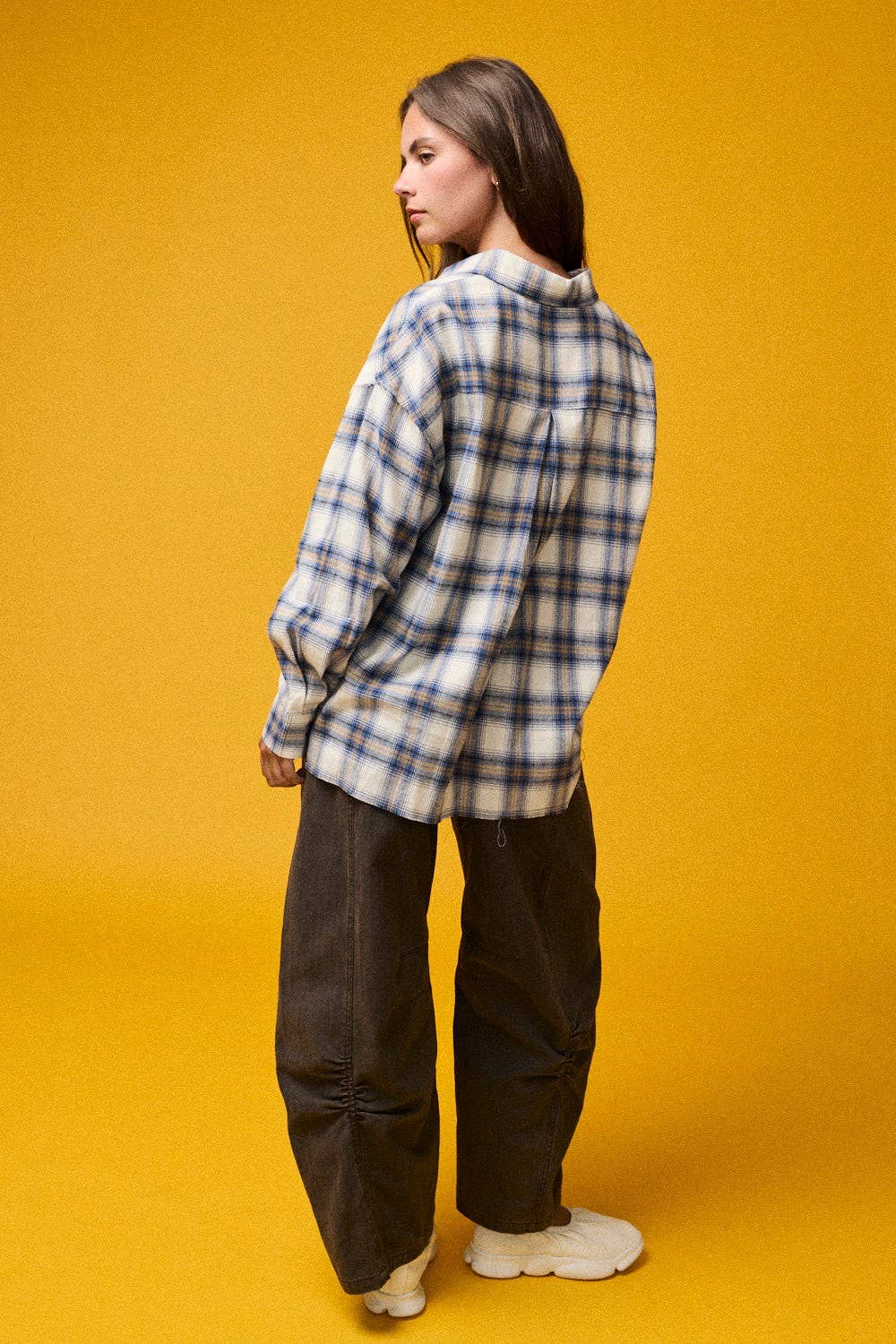 Plaid Button-Up Shirt | Raw Edge Details
