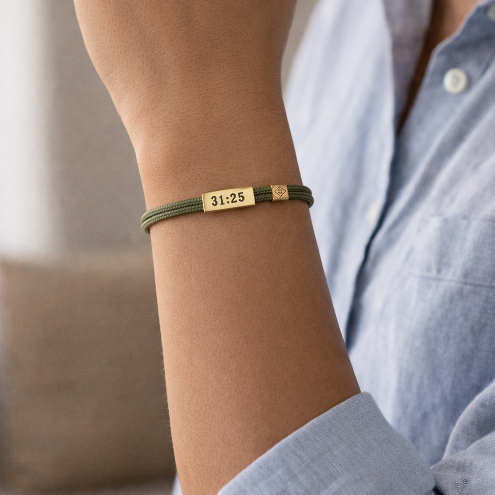 Sentiment Cord Bracelet-Proverbs 31:25