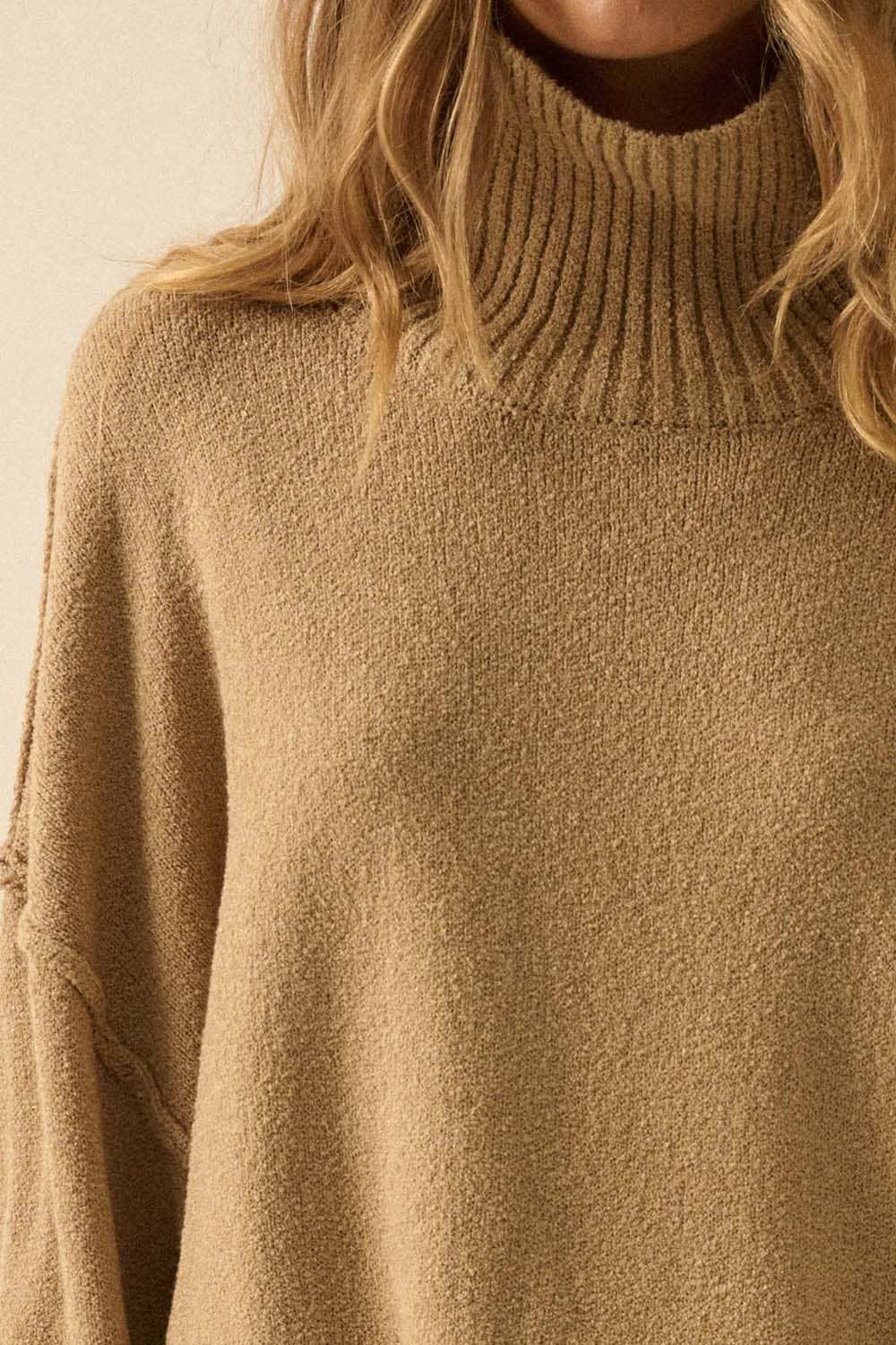 Textured Knit Mock-Neck Sweater