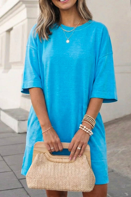 Drop Shoulder Loose T Shirt Dress