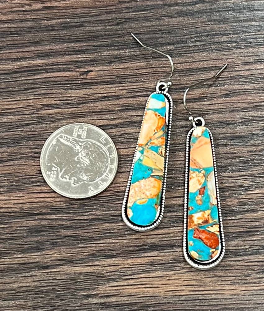 Mosaic Turquoise Bar Earrings