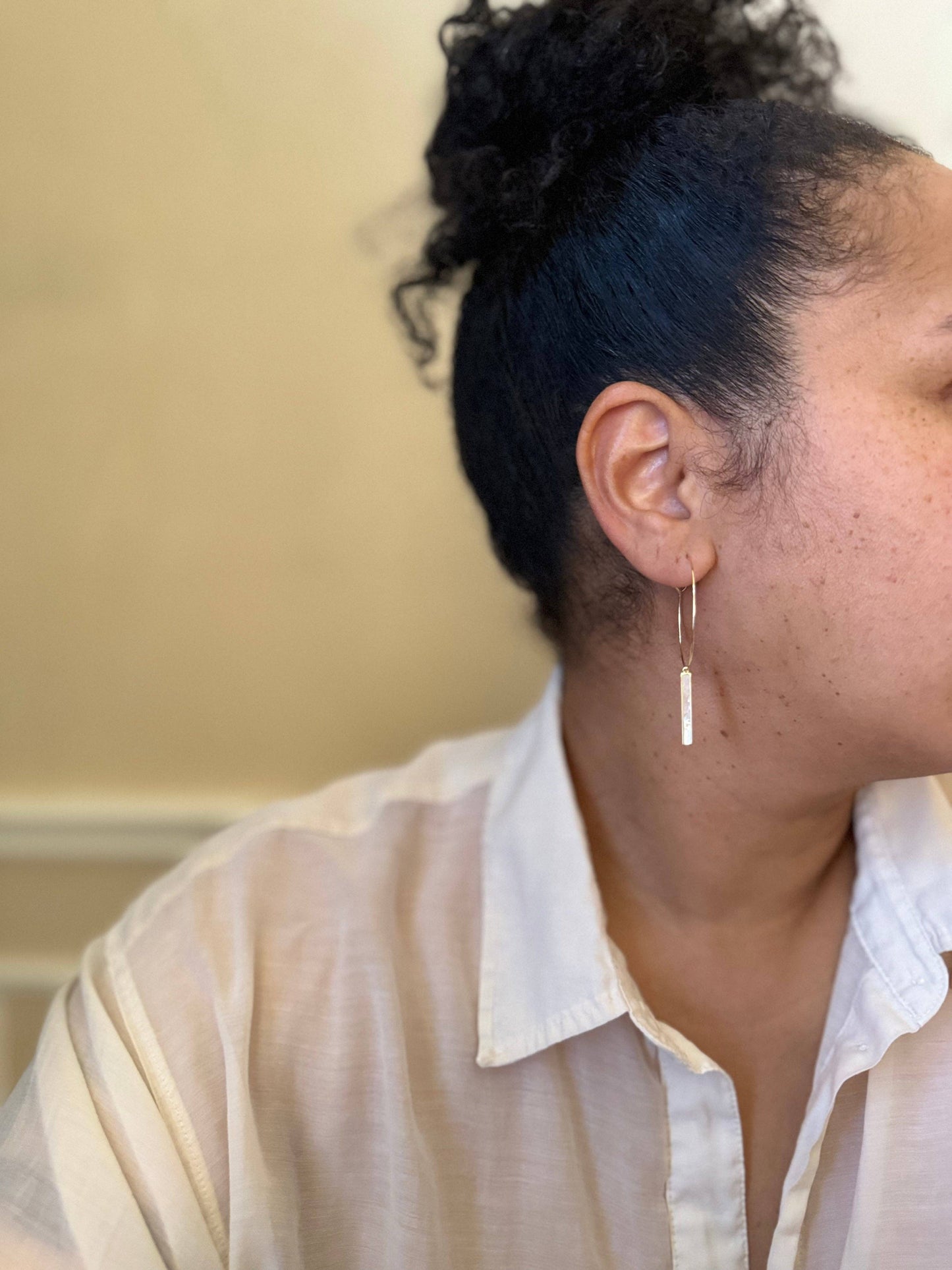 Mother of Pearl Bar Hoops