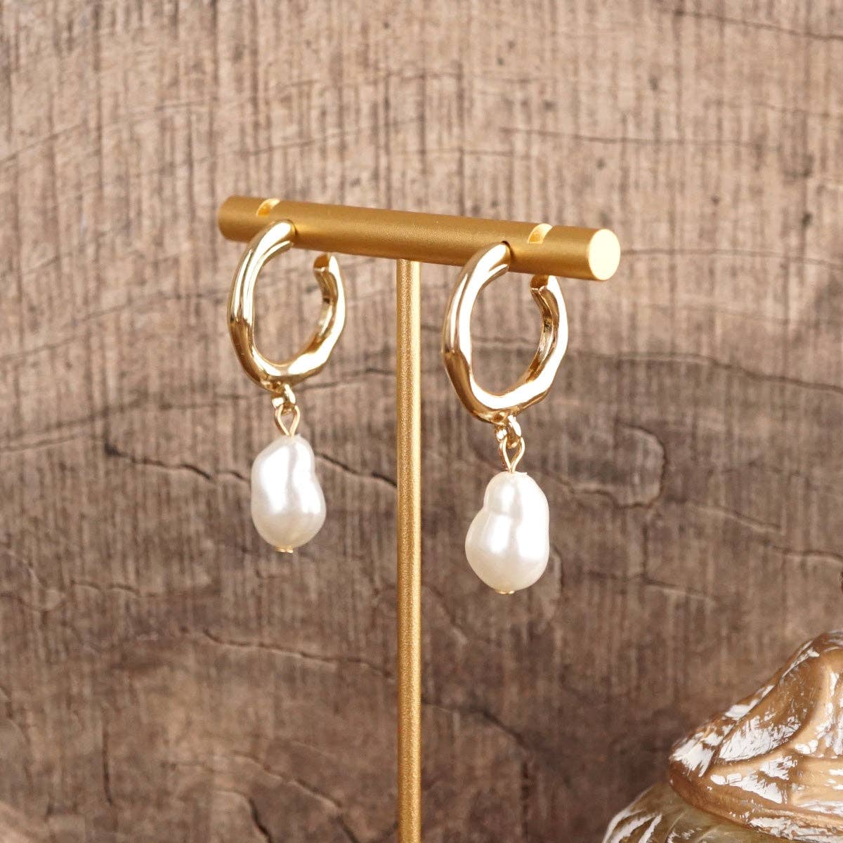 Luna Pearl Huggie Earrings
