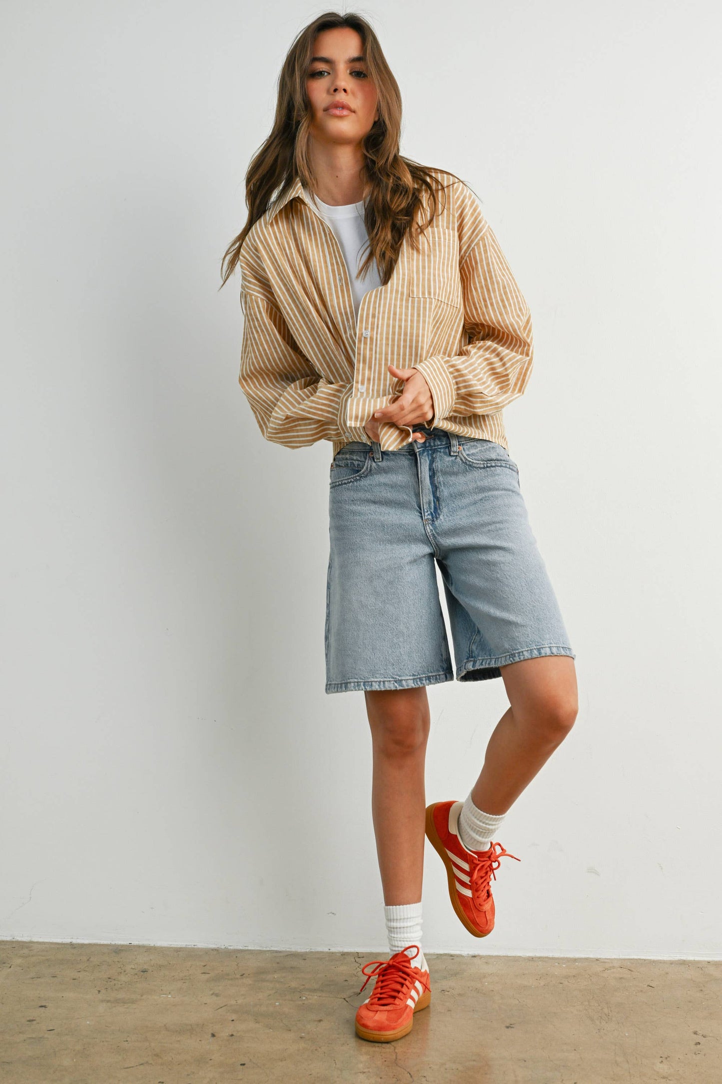 Striped Button-Up Long Sleeve Shirt