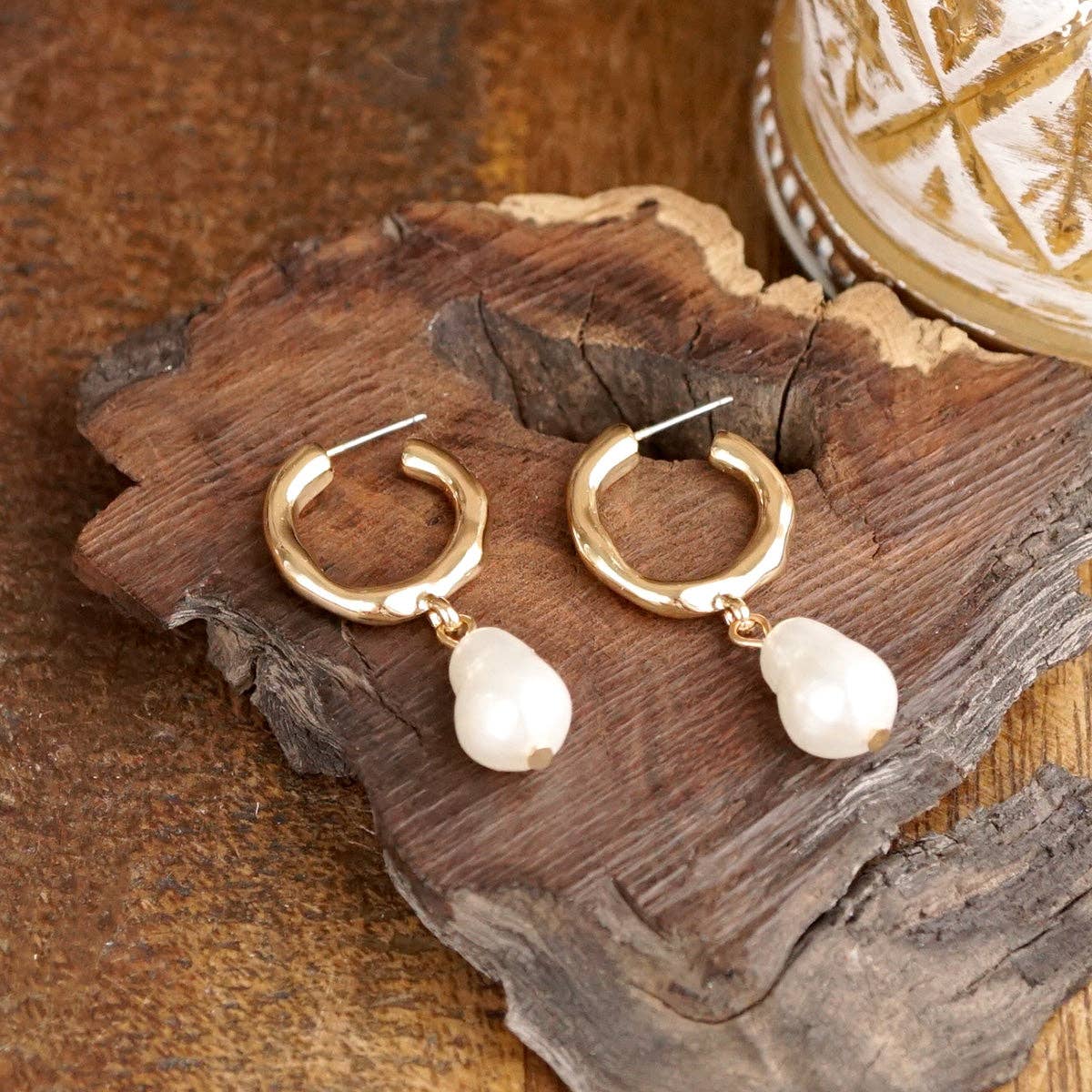 Luna Pearl Huggie Earrings