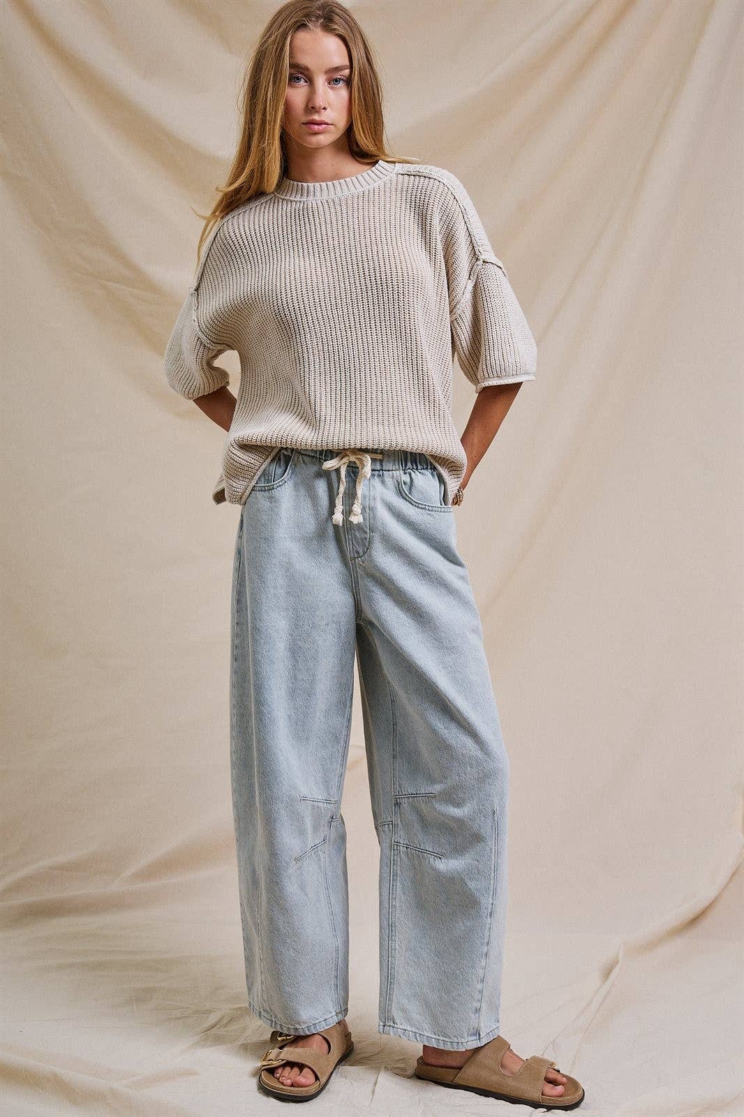Cloud Wash Barrel Jeans