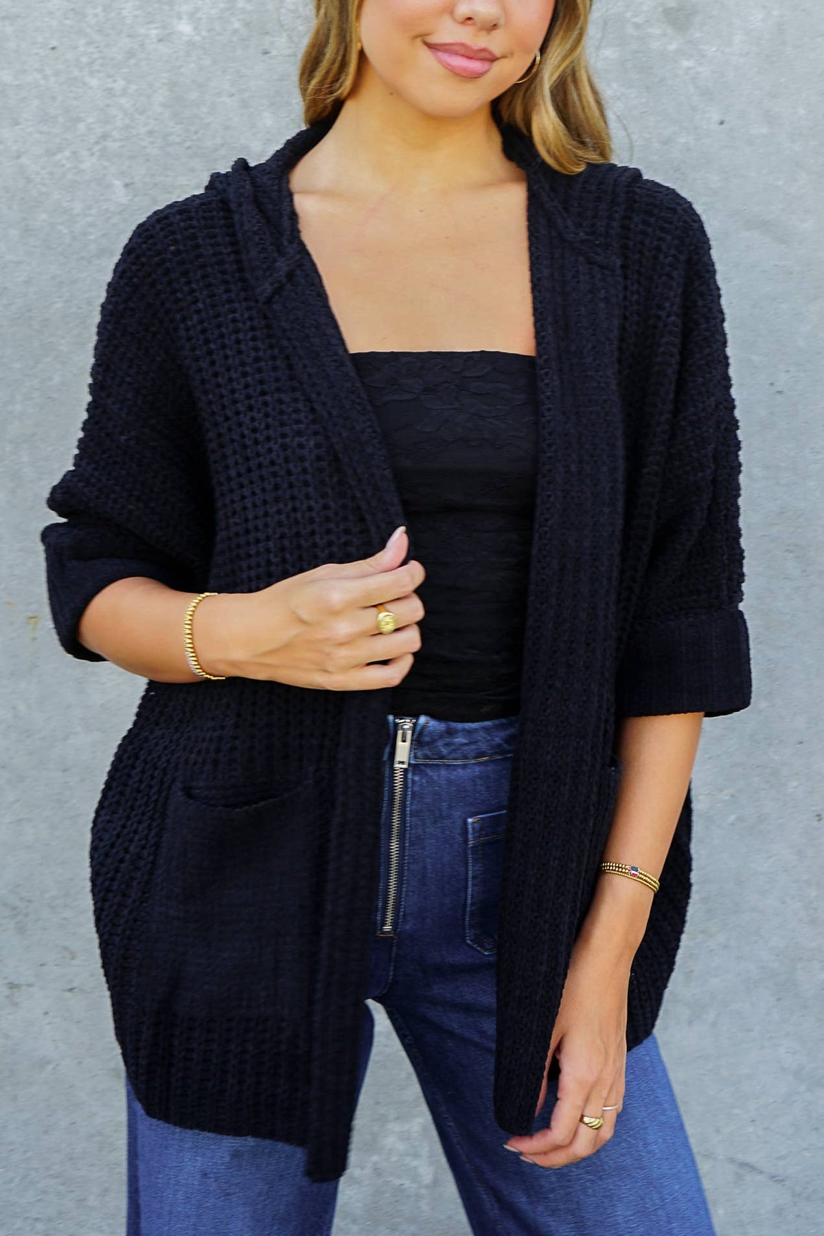 Chunky Knit Hooded Cardigan