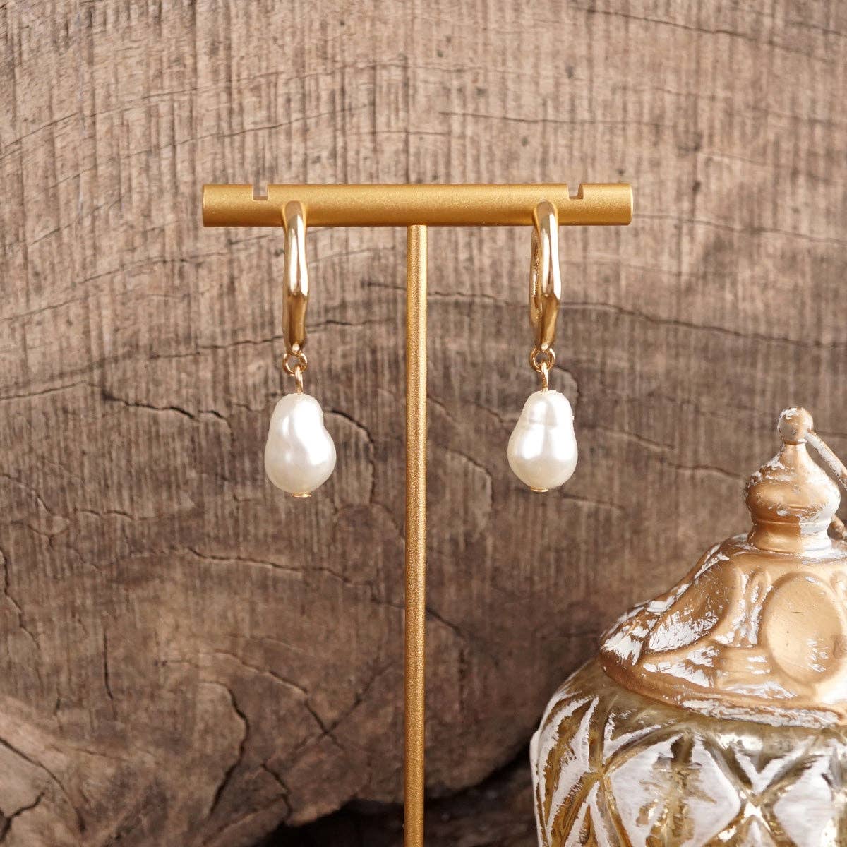Luna Pearl Huggie Earrings