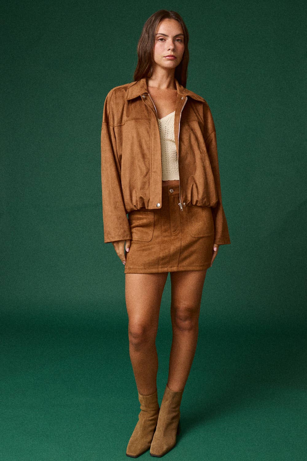 Suede Bubble Hem Jacket