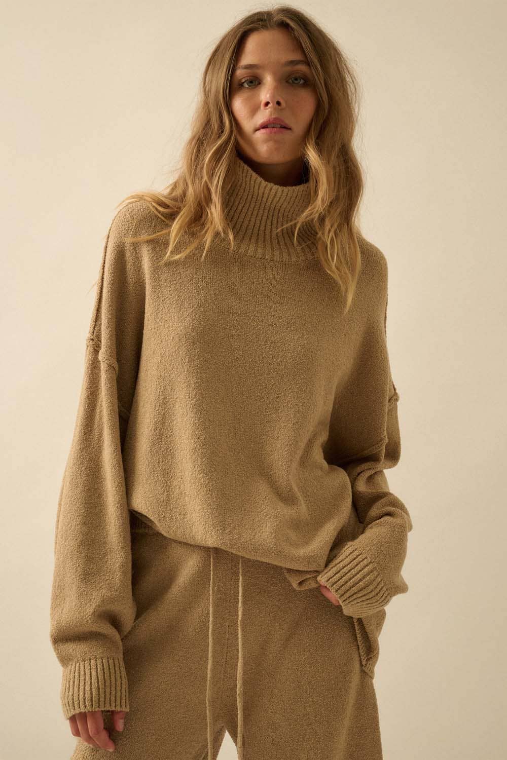Textured Knit Mock-Neck Sweater