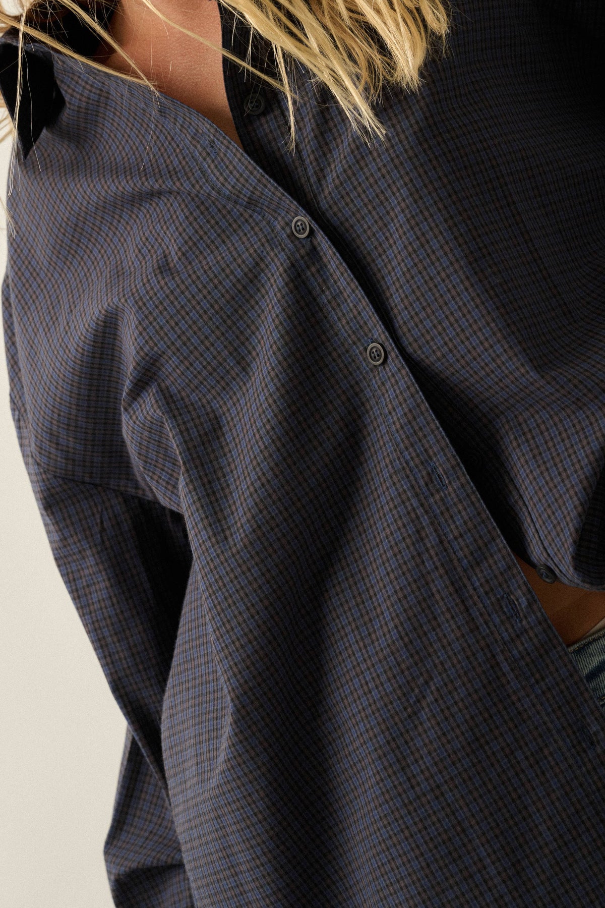 Retro Blue Plaid Pocket Shirt