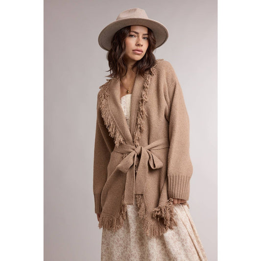 Belted Fringe Cardigan