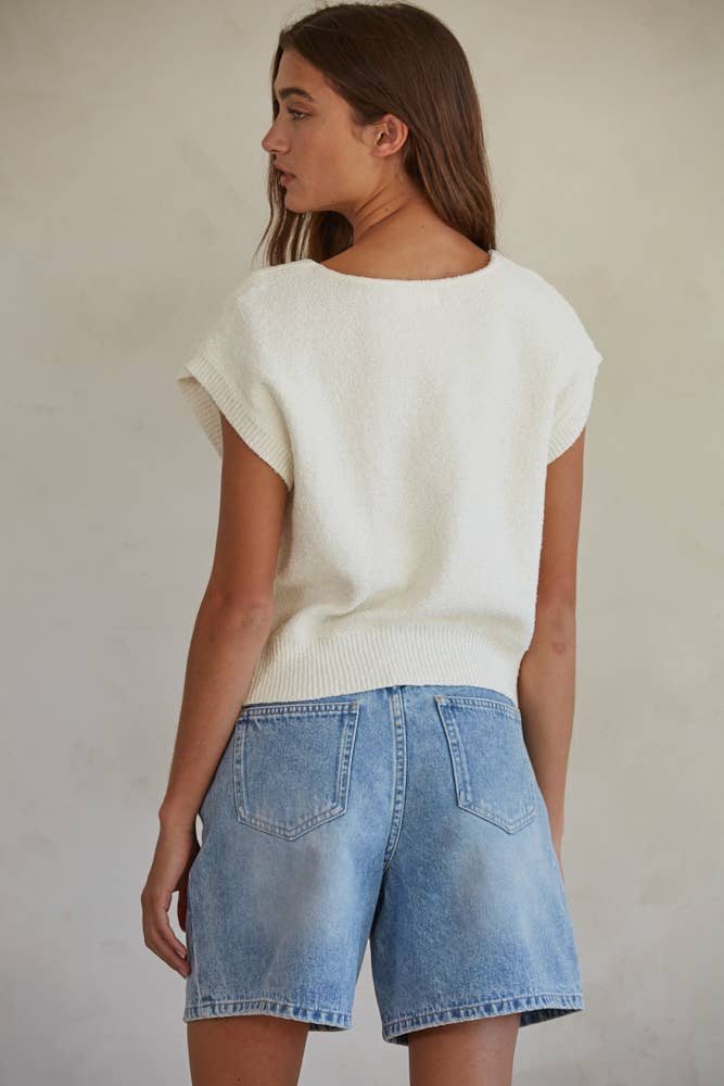 V-Neck Sleeveless Sweater Vest Top